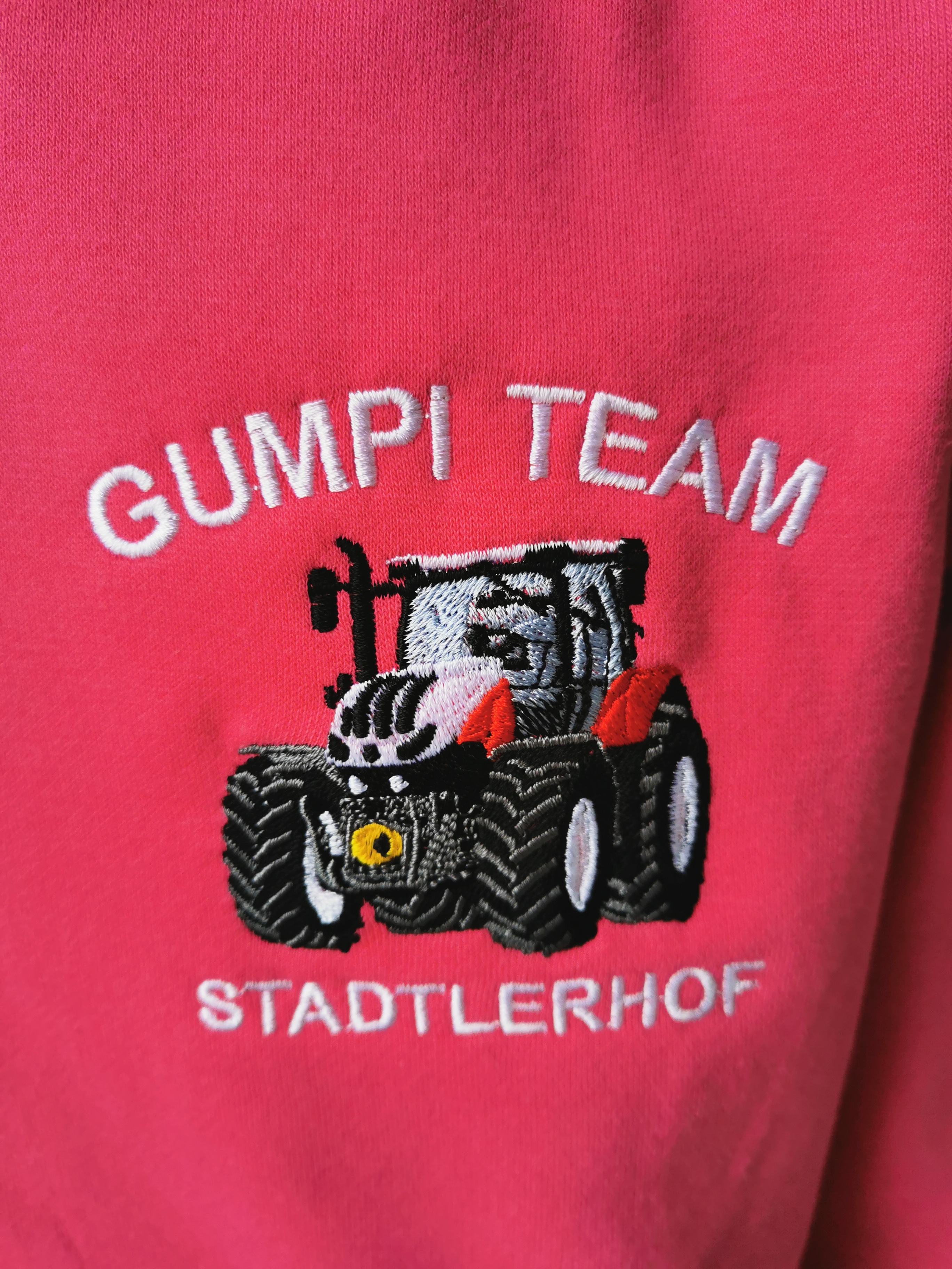 Damen Sweater pink mit Kapuze "Gumpi-Team" 